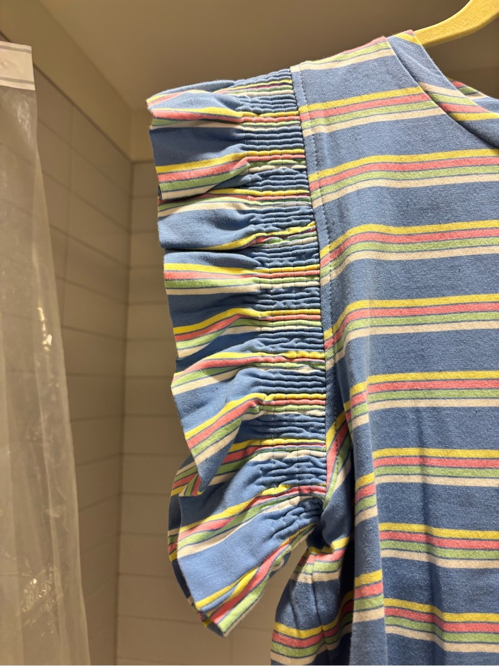 Striped Ruffle Sleeve Top - Blue - Picture 2 of 4